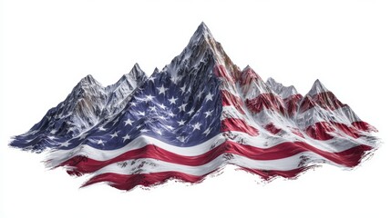 Obraz premium American Flag Integrated with Majestic Mountain Landscape Design