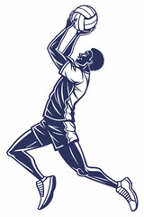Male Volleyball Player Power Smash Motion Isolated Image