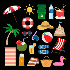 Sticker design themed items related to the beach