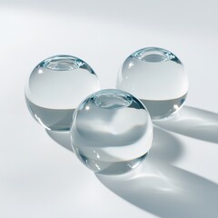 Three Clear Glass Sphere Decorations