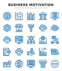 Business Motivation icons set. Collection of simple Two Color web icons.
