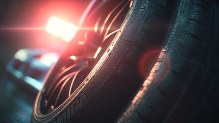 Car Tire with Glowing Light