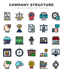 Company Structure icons Pack. Lineal Color icons set. Company Structure collection set.
