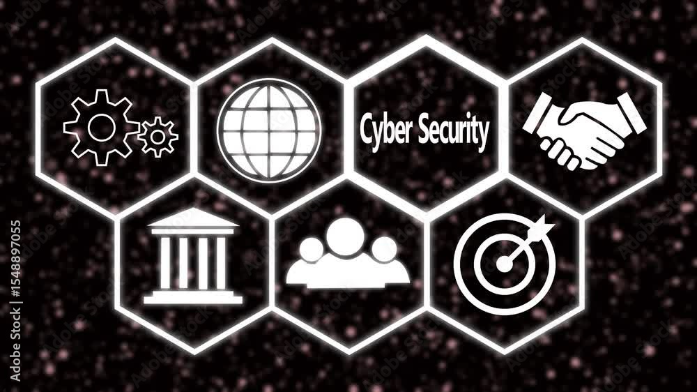 Poster a cyber security concept button on a futuristic. abstract seamless animation of mesh glowing dots di