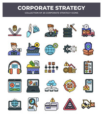 Collection of 25 Corporate Strategy Icons: Business Planning. Management. and Growth