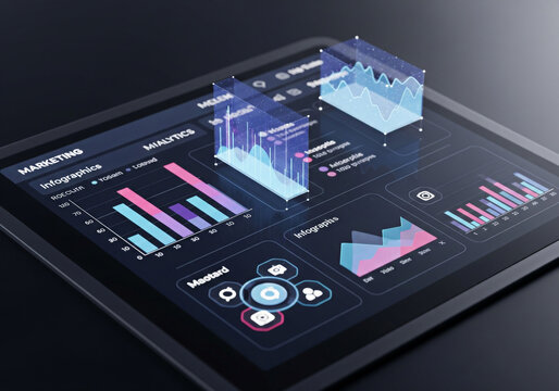 Digital analytics dashboard on tablet