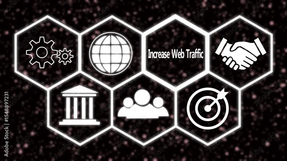 Aufkleber a increase web traffic concept button on a futuristic. abstract seamless animation of mesh glowing d