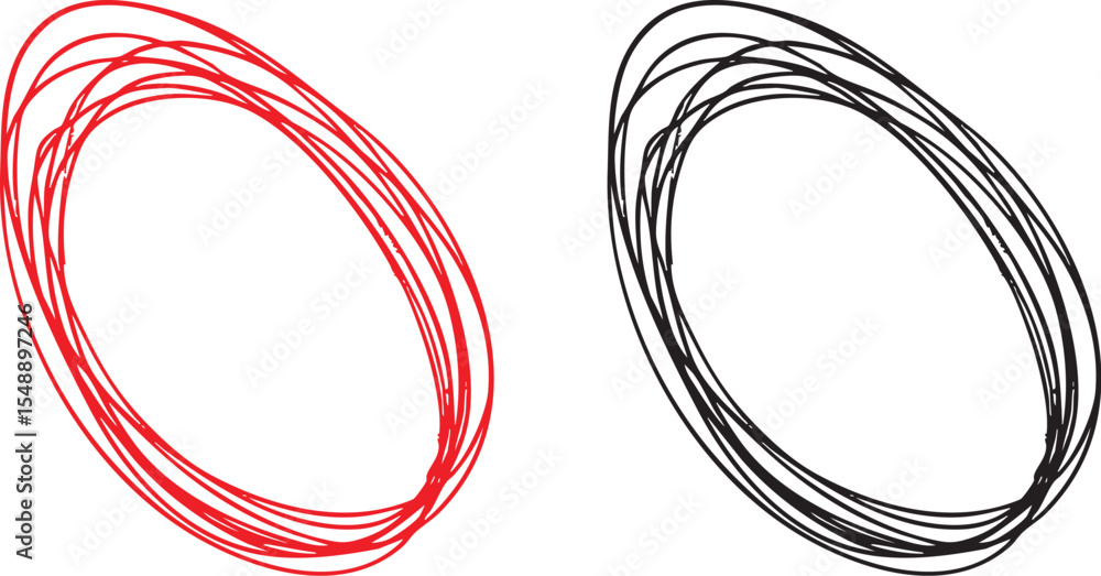 Poster Red And Black Ellipse Scribble Chaos A Vibrant Abstract Design with Dynamic Circular Motion and Energetic Lines
