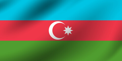 Azerbaijan flag. The official ratio. The wavy flag. Standard size. Standard color. 3d illustration. Digital illustration. Computer illustration. Vector illustration.