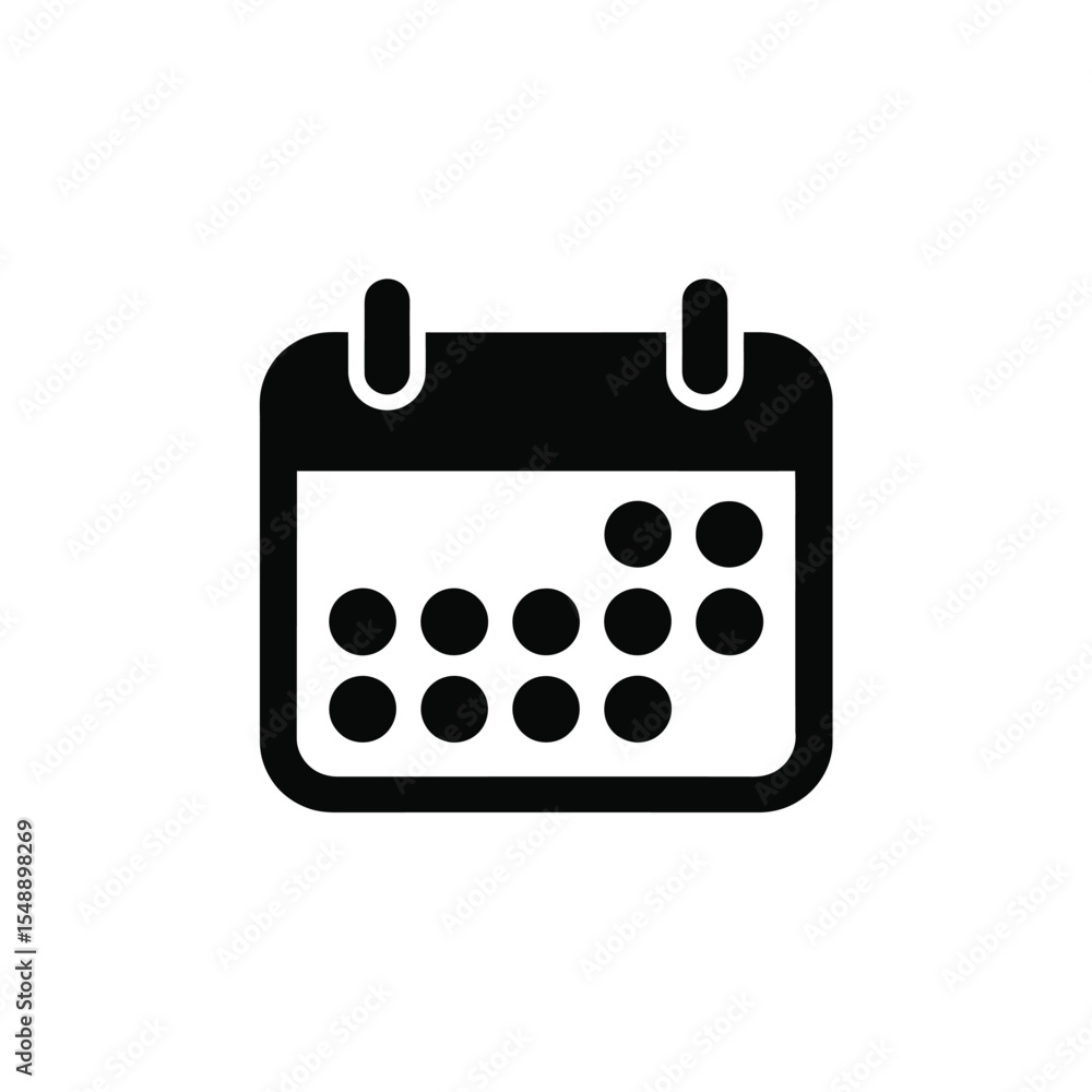 Poster black and white calendar icon minimalist design simple square shape filled circles date schedule app