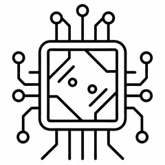 Circuit board outline icon on white background