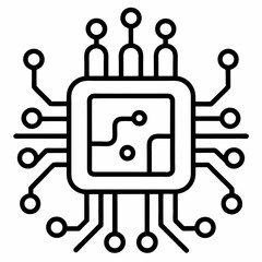 Circuit board outline icon on white background