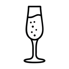 A black and white drawing of two champagne glasses