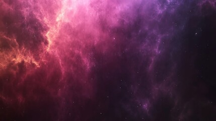 Cosmic cloudscape with vibrant hues of pink, purple and orange in deep space background