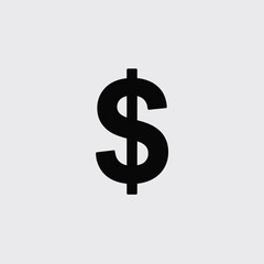Obraz premium Black and White Icon of a Dollar Sign on a Light Gray Background Simple Bold Monochrome Currency Symbol Graphic Design Element