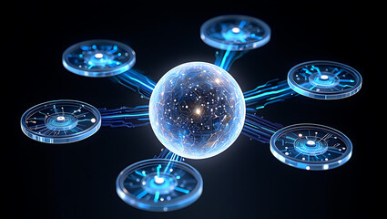 Futuristic network hub centralized data processing system
