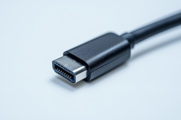 Close-up of a black USB-C cable connector