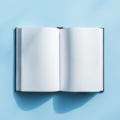 Hyper realistic 3d render Blank Open Book on Blue Background: Perfect for Mockups and Designs AI Generative