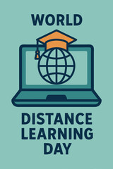 World distance learning day concept illustration