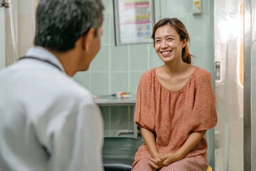 Obraz premium Patient and doctor talking at a medical check