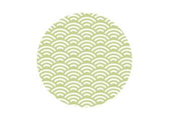 緑色の青海波のパターン 背景 壁紙素材のイラスト