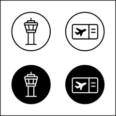 Airport Tower and Boarding Pass Icons
