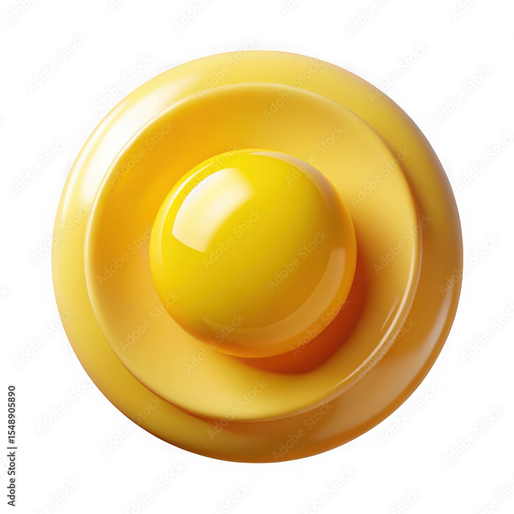 Poster abstract 3d render of a glossy yellow sphere nestled in concentric circular shapes