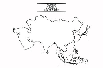 Asia Landmass Map - Flat Design Vector