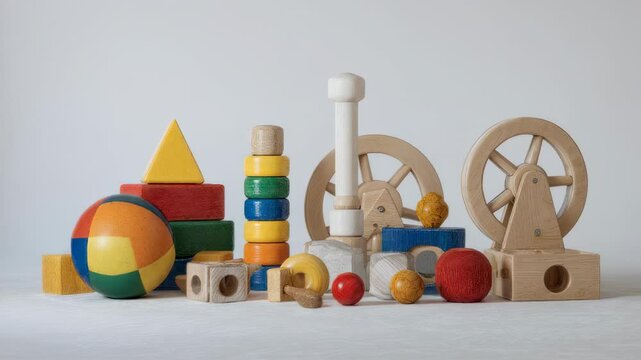 Artisan crafted wooden toy collection for creative play and imaginative learning
