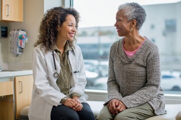 Obraz premium Patient and doctor talking at a medical check