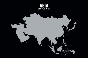 Black Outline Asia Map