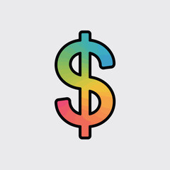 Obraz premium Colorful Gradient Dollar Sign Icon Flat Style Design Element Rainbow Hues Financial Symbol dollar symbol