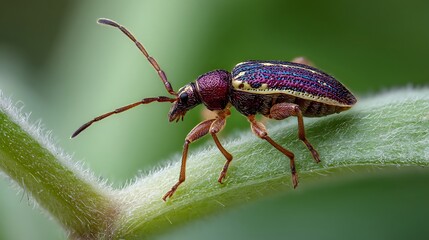 Naklejka premium Beetle on Plant Stem