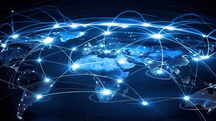 Fototapeta premium Global network connectivity world map graphic
