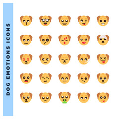 Obraz premium 25 Dog Emoticon Flat icon pack. vector illustration.