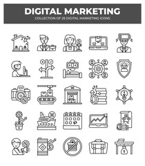 Collection of 25 Digital Marketing Icons: Boost Your Business Growth