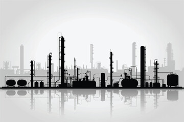 detailed refinery plant illustration featuring intricate piping and towers for engineering projects vector