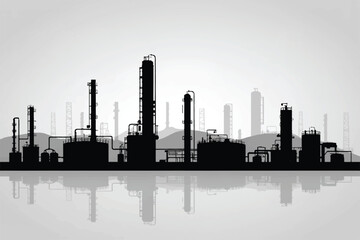 innovative refinery plant design with architectural towers and efficient piping system for stock vector