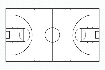 professional basketball court blueprint with clear lines and zones for sports facility design vector