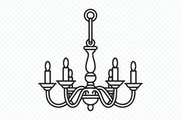 ornate six-light chandelier drawing on white background ideal for decor, design presentations and print vector