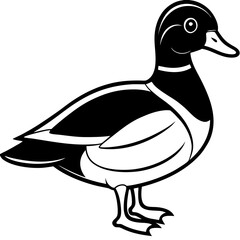 Minimal Line Art Wood Duck Profile