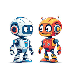Vsai two cute robots chatting, representing international cooperation and technological advancement