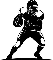 Naklejka premium Silhouette of a football player in a dynamic stance.