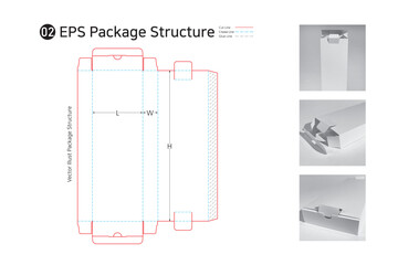 P1_02. a single sided adhesive package structure. package Dieline. 