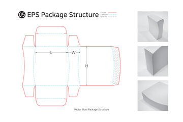 P1_05. 1 Side Adhesive Side Curved Flipping package structure. package Dieline. 