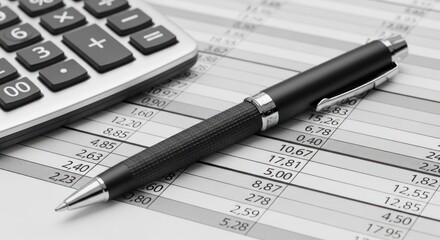 Accounting finance calculator pen spreadsheet business analysis financial data sheet