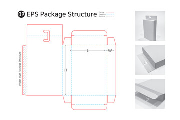 P1_09. Hanger type box structure. package structure. package Dieline.  