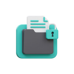 Obraz premium Secure Data Folder Icon 3D Render: Protected Files and Digital Privacy