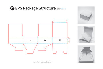 P1_12. a cross assembly package structure. package Dieline. Box structure. 