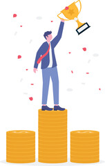 Business winning first place, success or victory, award winner or achievement,

